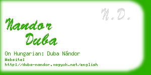 nandor duba business card