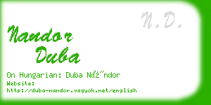 nandor duba business card